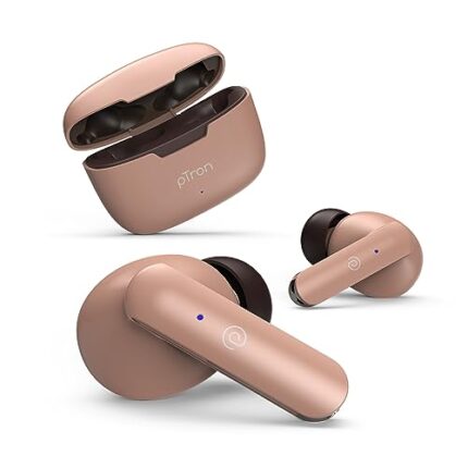 pTron Bassbuds Duo in-Ear Wireless Earbuds with Immersive Sound,32Hrs Playtime,Clear Calls TWS Earbuds,Bluetooth V5.1 Headphone,Type-C Fast Charging,Voice Assistant&Ipx4 Water Resistant (Brown)