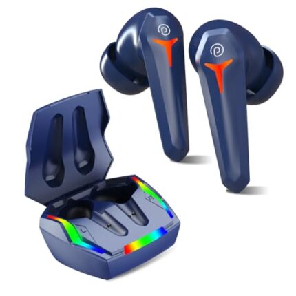 pTron Bassbuds Turbo TWS Earbuds with 40ms Hyper Gaming Low Latency, 3D AudioScape, TruTalk AI-ENC Calls, Thunder Bass, 45Hrs Playtime, Ultra HD Mic, BT 5.3, Type-C Fast Charging & IPX5 (Blue)