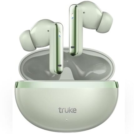 truke New Launched Q1 Lite True Wireless in Ear Earbuds, 48H Playtime Ear Buds, Crystal-Clear Calls, Fast Charging, Elegant Royal Design, Bluetooth 5.4, Noise Cancellation, Gaming Mode (Mint Green)