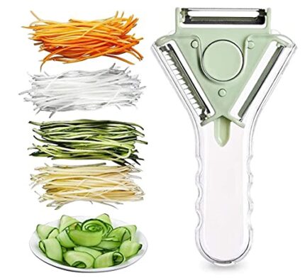 3 in 1 Vegetable Peeler with 3 Stainless Steel Blades for Multifunctional Kitchen Tool Vegetables Potato Apple Carrot Tomato Kiwi Cucumber Peeling Shredder & Slice