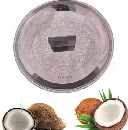 Aicon Heavy Duty Coconut Breaker Plate for Easy to Break Coconut (Large Size, 950 Gram) Pack of 1