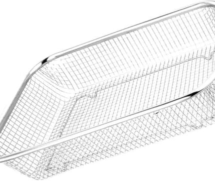 Alark Stainless Steel Air Fryer Basket for Fruit Vegetable, Pasta Drain Strainer Washing Air Fry Mesh Basket Great for Baking & Crispy Foods Wire Rack Roasting Basket Kitchen Tool [29.5X22x6 CM]