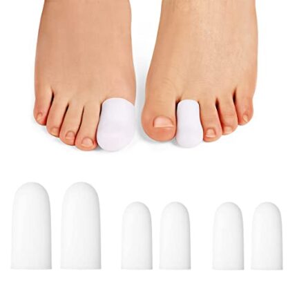 Anzailala Toe Protectors for Men Women Soft Gel Toe Caps for Foot Pain Relief Toe Separator Toe Sleeves for Ingrown Toenails Corns Calluses Blisters - 2 Large + 4 Small (L, 6)