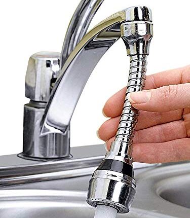 BKN 360 Degree Rotating Water-Saving Sprinkler and Faucet Aerator Flexible Water Faucet Sprayer Extender Jet Spray for Sink Turbo Flex - 6 Inch