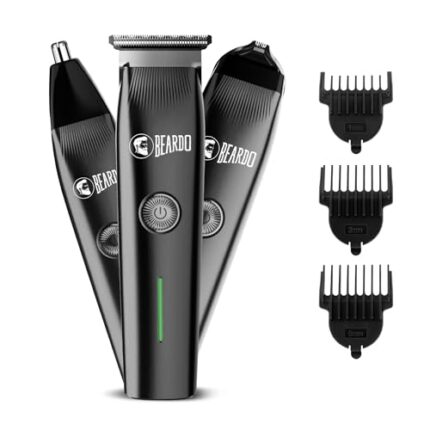 Beardo Ape-X Prime 3-in-1 Multipurpose Trimmer for Men | Grooming Kit : Beard Trimmer, Precision Trimmer, Ear & Nose Trimmer | Stainless Steel self-sharpening blades | Type C charging | Gift For Brother | Gift For Friends