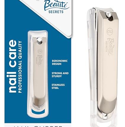 Beauté Secrets Robust Nail Cutter - Big Size Stainless Steel 360° Fingernail & Toenail Thick Nail Clipper with File & Catcher, Nail Cutter for Men, Women, Adults, and Seniors