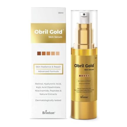 Brinton Obril Gold Skin Serum with Hyaluronic Acid, Retinol and Kojic Acid | Dermatologically Tested | All Skin Types | For Men and Women - 30ml