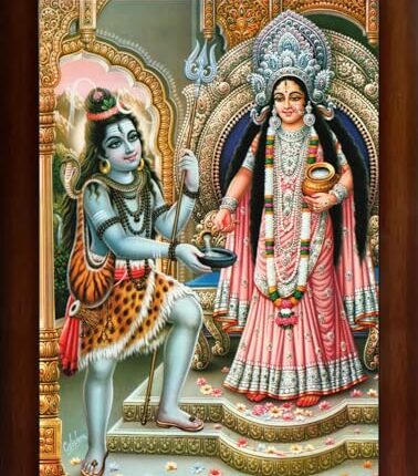 Craft Quest Shiva & Maa Annapurna devi sitting on throne photo frame with Acrylic glass for Kitchen Worship (10 X 13 Inches)