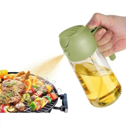 DIKRUTI 2 in 1 Olive Oil Sprayer and Oil Dispenser Bottle for Kitchen, Oil Sprayer for Air Fryer, Salad,BBQ,Roasting Oil Vinegar Bottle Dual-Use Kitchen Cooking Tool (Multi Color) Glass-550ml (1)