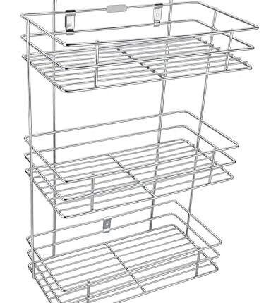 D.K 11® Stainless Steel 3-Layer Corner Storage Rack & Spice Container for Kitchen Container Organizer|Spice Rack Set for Kitchen/for Multipurpose Bathroom,Kitchen,Cosmetic - Wall Mount, Corner Shelf