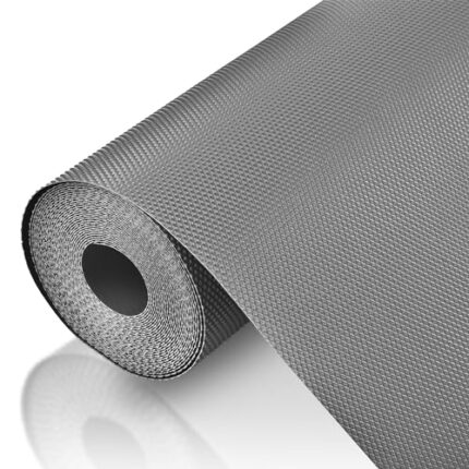 EASYHOME Multipurpose 45cm x 1.5m Waterproof EVA Anti Slip Mat for Kitchen, Bathroom Cabinet Kitchen Drawer Shelf Mats Liner Sheets Roll, Non Slip Fridge Mat, Table Mat (45cm x 1.5 Metres Roll, Grey)