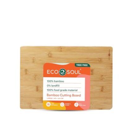 ECO SOUL [15 x 10 inch, Large] Bamboo Cutting Board | Wooden Vegetable Chopping Board | Bamboo Wood Kitchen Accessories (38 x 25 cm)