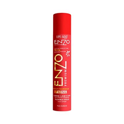 Elpis Gold Enzo Premium Hair Spray| Curl Enhancing With Flexible Hold, Long Lasting, No Greasy Residue| All-Day Shine | Suitable for All Hair Types | Weatherproof Styling Solution | 420ML| Pack Of 1