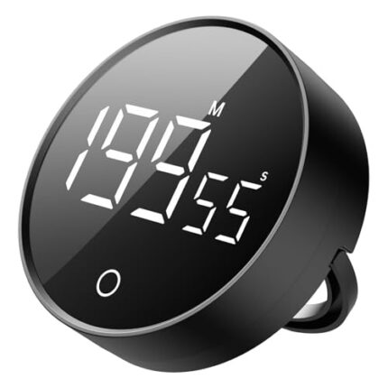 EooCoo Digital Kitchen Timer with Stand,199-Minute Visual Timers LED Display for Kids＆Adults,Magnetic Countdown Countup,Management Education Tool for Home Kitchen,School,Office,Fitness,Studying- Black