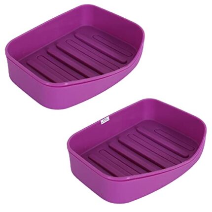 Heart Home Sink Soap Holder|Portable Plastic Double Desk Self Draining Soap Stand|Soap Holder for Kitchen Bathroom,Wash Basin|Pack of 2 (Purple)