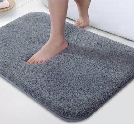 Hownice Door Mat Microfiber Anti-Skid Water Absorbent/Soaking Washable Mat for Bathroom/Entrance/Kitchen/Bedside/Door/Living-Room/Prayer Room matt 1 (Coffee,Grey, 16x24 in, 40 x 60 cm) (Grey)