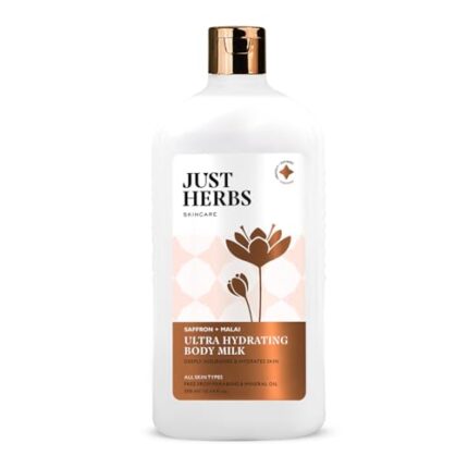 Just Herbs Saffron + Malai Nourishing Body Milk Lotion For Men & Women Suitable All Skin Types Ultra Moisturizer Face, Body & Hand - 300ml