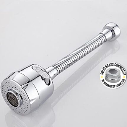 Kamal SS 304 Faucet Extension | 360 Degree Flexible Rotation | Dual Flow Shower & Aerator Mode | Sink Spray Water Saving | Suitable for 22MM (Outside) & 24MM (Inside) Faucet Threads Only