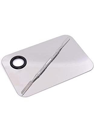 Kira Stainless Steel Professional Beauty Salon Color Cream Cosmetic Mixing Makeup Palette, Spatula Makeup Artist Nail Art Tool (square)