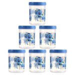 Kuber Industries (Set of 6) Storage Containers | 500 ML Plastic Kitchen Jar with Spoon | Masala Box for Kitchen | Spice Boxes | Kitchen Container for Rice, Cereals, Snacks, Dry Fruits | Blue