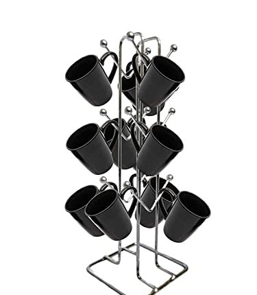 Namani 100% Stainless Steel Cup Stand 12 Hooks Mug Stand V Shape Coffee Cup Holder for Kitchen/Dining Table/Tea Cup Hanger/Kitchen Storage (Pack of 1)