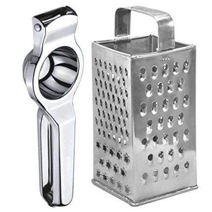 Oc9 Stainless Steel Lemon Squeezer/Hand Juicer/Manual Citrus Juicer & 8 in 1 Grater/Slicer for Kitchen Silver (Pack of 2)