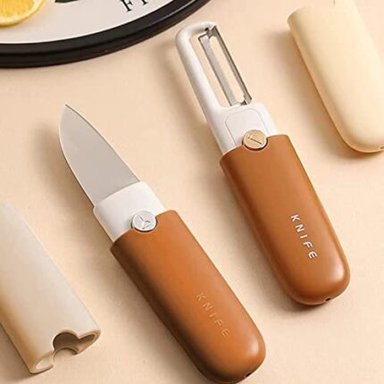 Piyudaa 2 in 1 Potato Peeler with Knife Stainless Steel Portable Knife Peeler Set Vegetable Peeler Fruit Peeler for Office Kitchen Camping Hiking