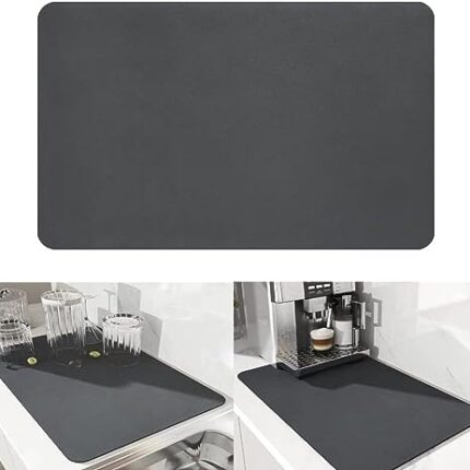 ROMINO Dish Drying Mat for Kitchen Quick Dry Water Absorbent Mat Utensils Drying Sheet Wet Mat Placemat for Dish Drying with Non-Slip Rubber Backed | Super Draining Mat for Kitchen (30x40)