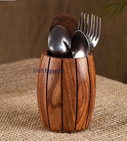 Rifa Artism Wooden Cutlery Rack - Silverware Organizer for Kitchen Utensils, Knife Holder, and Fork Spoon Organizer - Space-Saving Kitchen Storage Solution (Barrel)