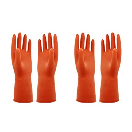 Robustt Heavy Duty Rubber Hand gloves (2 Pairs) for Dishwashing, gardening, kitchen cleaning