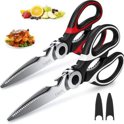 TODO TOYS® Kitchen Scissor For General Use 2Unit (Random Color), Heavy Duty Kitchen Raptor Meat Shears, Dishwasher Safe Stainless Steel Multi-Function Scissors For Food, Chicken, Fish, Pizza, Herbs