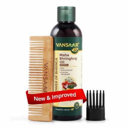 Vansaar 45+ Maha Bhringraj Oil for Hair- 200ml Original| Free Comb Applicator| Reduces Hair Fall by 20%- Clinically Proven| 26 Ayurvedic Herbs Slow Cooked in Tel Pak Vidhi| 4X Power of Bhringa for Hair Growth