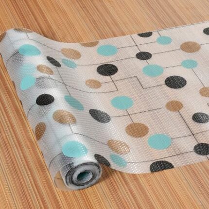 Yellow Weaves PVC Kitchen Mat for Shelf/Shelf Liners Sheet for Kitchen Shelves Cabinet Drawer/Wardrobe/Fridge/Table (45cm X 3 Meters Roll, Multi Dots)