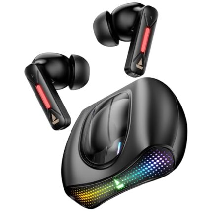 boAt Airdopes Drift TWS Earbuds w/ 40hrs Playback, Beast™ Mode with 40ms Latency, 4 Mics with ENx™, Car-Shaped ID with RGB LEDs, ASAP™ Charge, IWP™ Tech, BT v5.4 & IPX4 Resistance(Black Sabre)