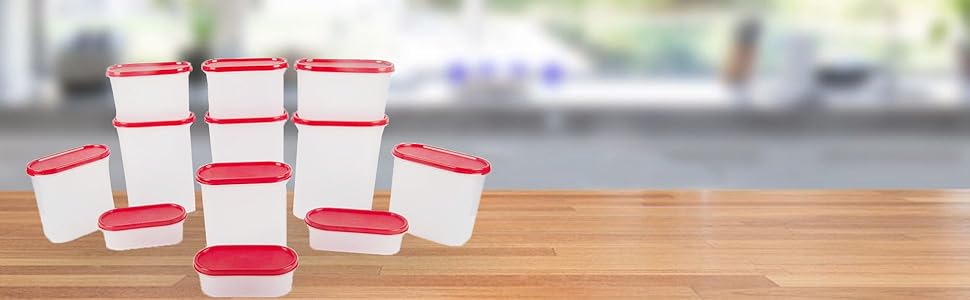 Cutting EDGE Modular Containers Oval 1200 ML Set of 2 - Red Lids