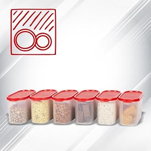 Cutting EDGE Modular Containers Oval 1200 ML Set of 2 - Red Lids