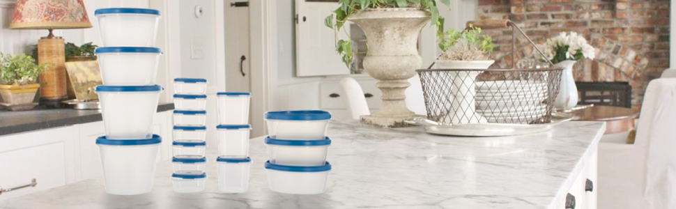 SimpArte Plastic Dishwasher-Safe Covered Airtight Microwave Safe Nestable Storage Container