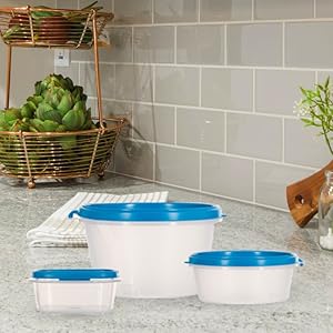 SimpArte Plastic Dishwasher-Safe Covered Airtight Microwave Safe Nestable Storage Container