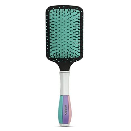 AGARO Classic Paddle Hair Brush with Strong & Flexible Nylon Bristles having Anti-static Ball Tips, For Grooming, Straightening, Smoothing, Detangling Hair, Ideal for Men & Women, Cyan