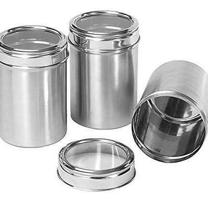 ATROCK Steel Containers| Container For Kitchen Storage Set Of 3 Grocery Containers| 1Litre Stainless Steel Containers (Set Of 3 Container), Blue-Violet