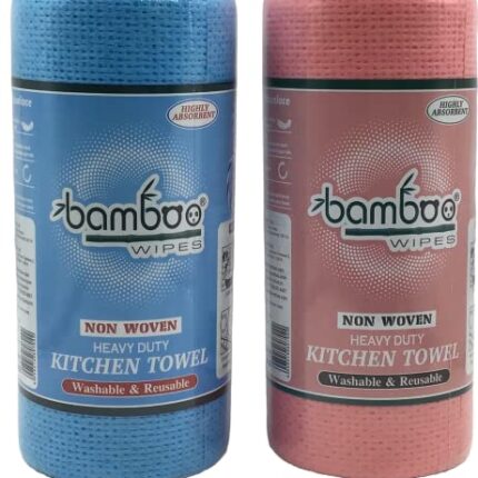 BAMBOO WIPES | Reusable & Washable Non Woven Heavyduty Kitchen tissue Towel Roll | Pack Of 2 Rolls |wipe Attractive Colors | High Strength | Multipurpose cleaning Wipes