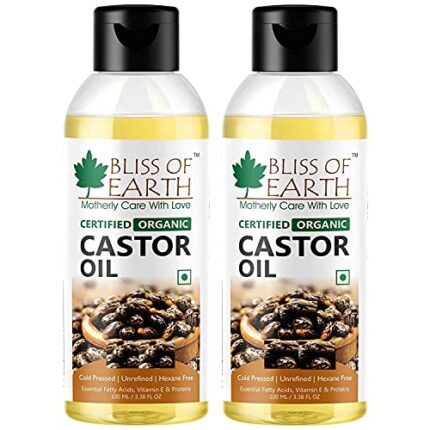 Bliss of Earth USDA Organic Castor Oil For Hair Growth, Skin & Eyebrows, Cold Pressed & Hexane Free, 2X100 ml