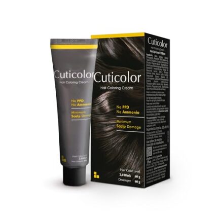 Cuticolor Permanent Hair Color Cream|#1 Dr prescribed|Suitable for Sensitive Skin|Eco Mechanism for Preserving Scalp Health|No Ammonia|No PPD|Enriched with Portulaca & Boseivela Extracts - Black (60g)