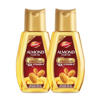 Dabur Almond Hair Oil - 580ml(290ml*2) | Provides Damage Protection | Non Sticky Formula | For Soft & Shiny Hair | With Almonds, Keratin Protein, Soya Protein & 10X Vitamin E