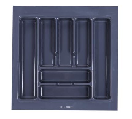 FIT N FORGET Polyvinyl Chloride Heavy Pvc Cutlery Tray,Modular Kitchen Basket Storage Organizer,Heavy Stylish Tray,Cutlery Tray For (21X19 Inchcosmetics, Grey)