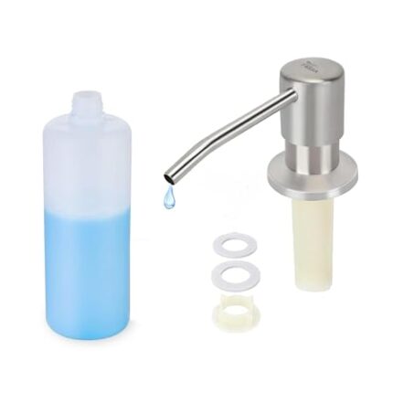 Fossa Soap Dispenser for Kitchen Sink Stainless Steel Built in Sink Soap Dispenser with Refillable Bottle 300ml Capacity (SD-785 Silver)