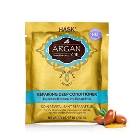 HASK Argan Oil Repairing Deep Conditioner Treatment Pack - 50 Gm | Restores & Smooths Dry, Damaged Hair | Sulfate & Paraben Free, 1 Count