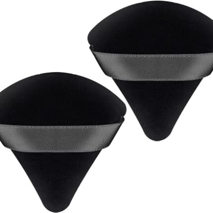 Houvida 2Pcs Triangle Powder Puffs, Face Makeup Puff for Body Loose Powder Beauty Makeup Tool (White Pink)