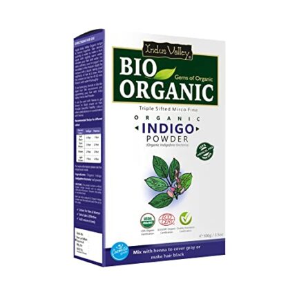 Indus Valley Bio Organic 100% Herbal Indigo Powder for Natural Hair Coloring, Organic Indigo Powder Protects hair from Damage - 100 gm