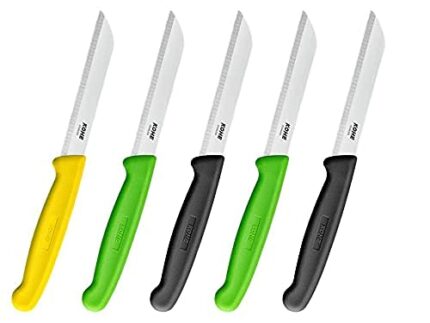 KOHE Standard Serrated Multipurposes Stainless Steel Kitchen Knife Set(Assorted Color) for Chopping Vegetables (Small, 5) (1235.2-5PCS)